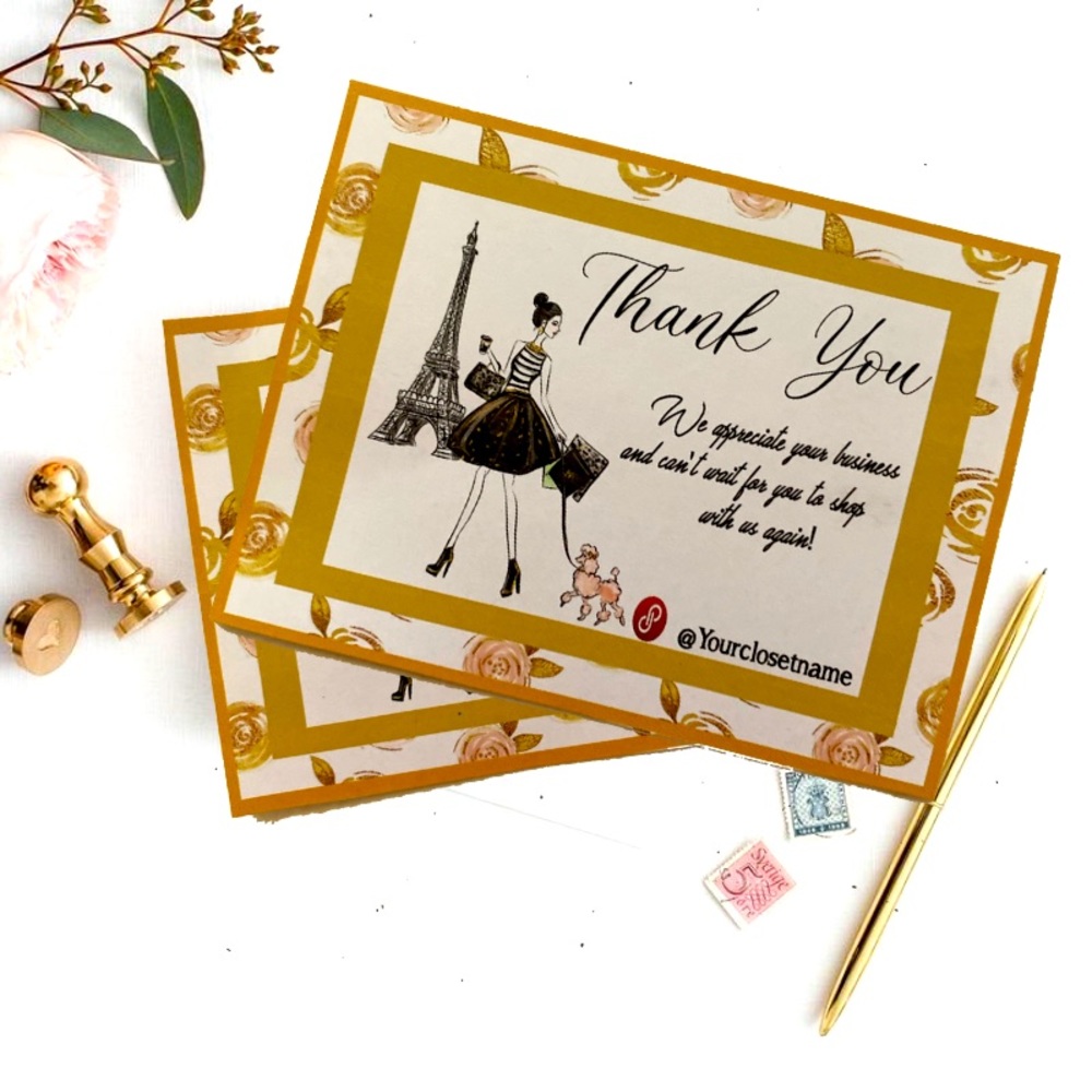 Thank You Cards, Feminine Girl Paris Design Thank You Cards -  Thank You